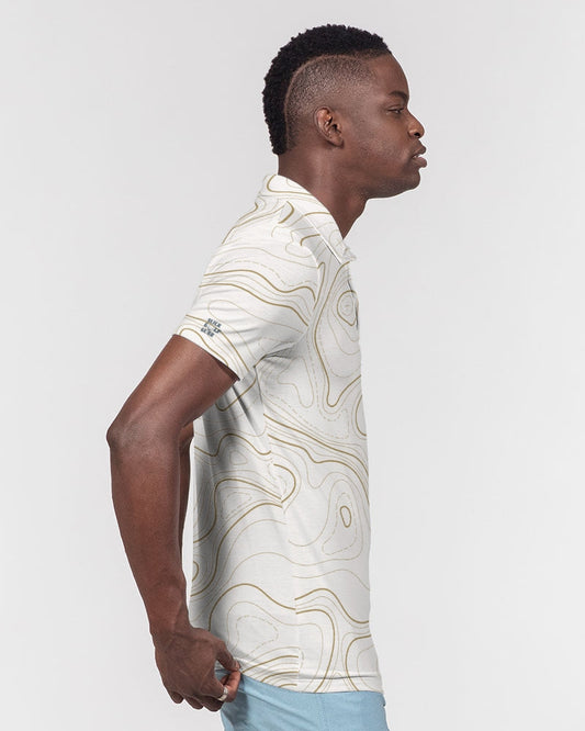 Topographic patterned polo shirt NP1 displayed on a mannequin