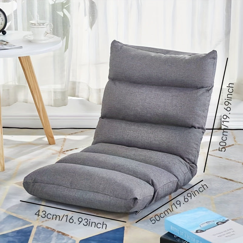 Gray fabric folding chair with adjustable backrest and armless design for A A A A Tes