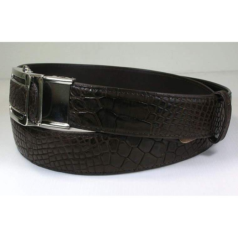 Dark brown crocodile leather belt with silver buckle from Bali product collection
