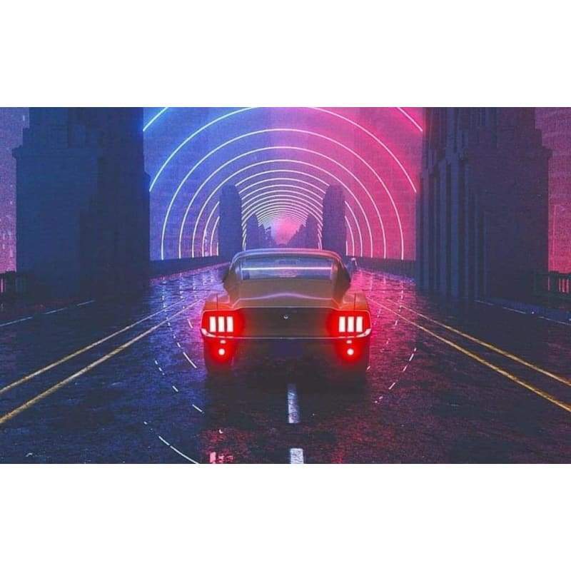 Vintage muscle car with glowing taillights in Thailand Art Project Röcke collection