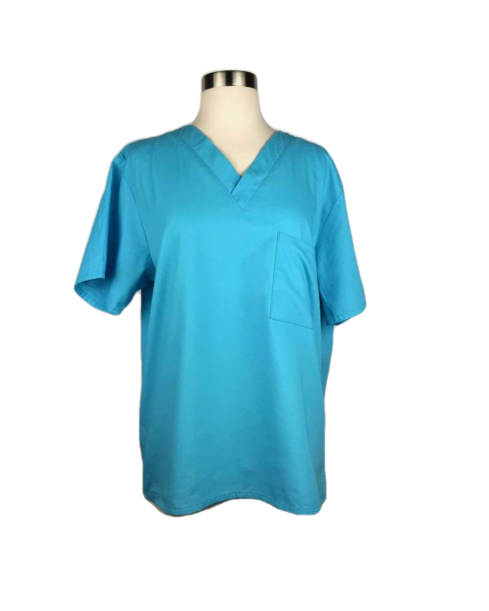 Teal scrub top with pocket and v-neck design from CM 大きな胸-リアルラブド CK19040808 美智子
