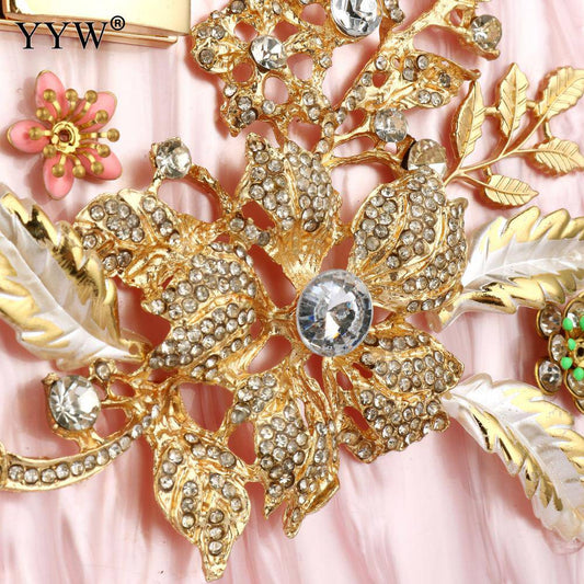 Gold floral brooch with rhinestones and feathers from CM 大きな胸-リアルラブド ル ck19040808 美智子