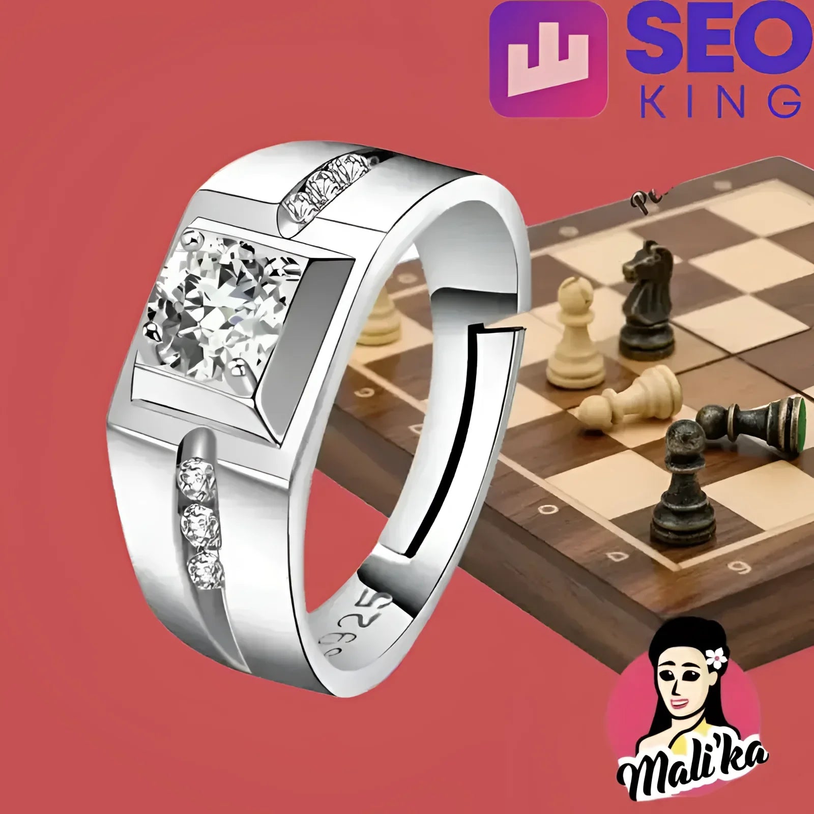 Sterling silver ring with square-cut diamond and accent diamonds from 5 Test Items New 1 Buyathome24