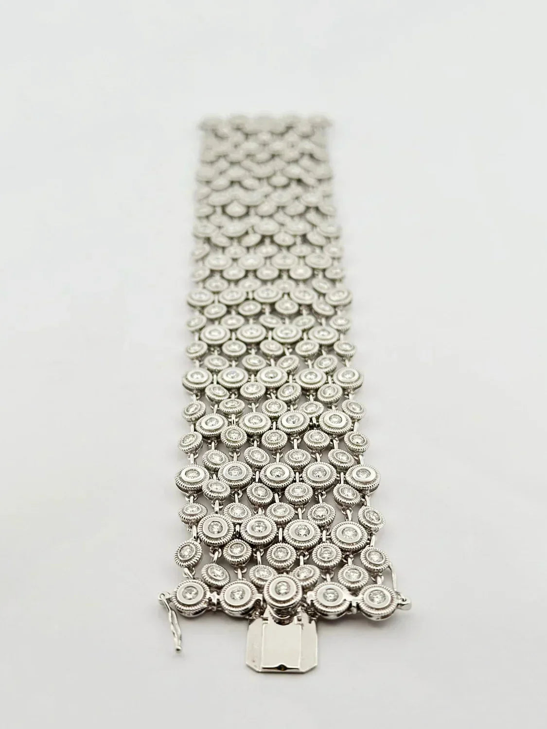 Silver diamond-encrusted bracelet with secure clasp from 501 501 Denim Fashion Cap
