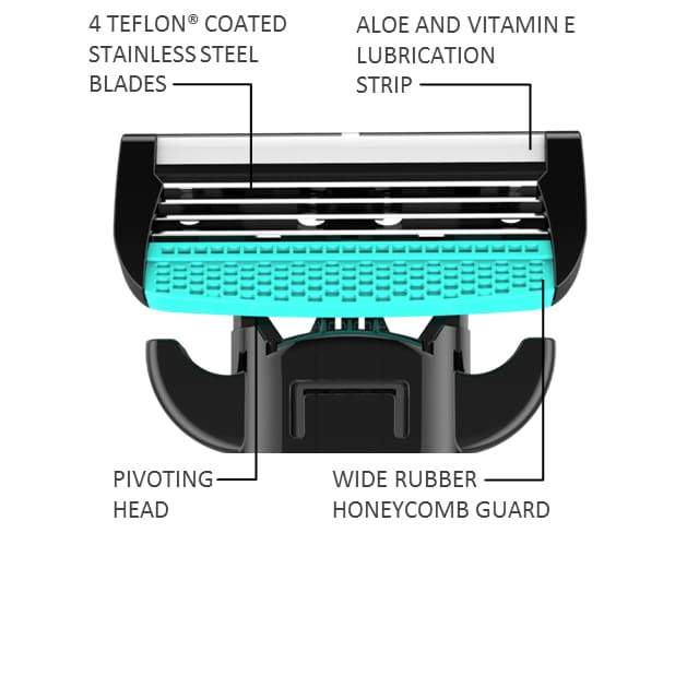 Copy of 1 A Bali stainless steel razor with Teflon coating, pivoting head, and aloe strip