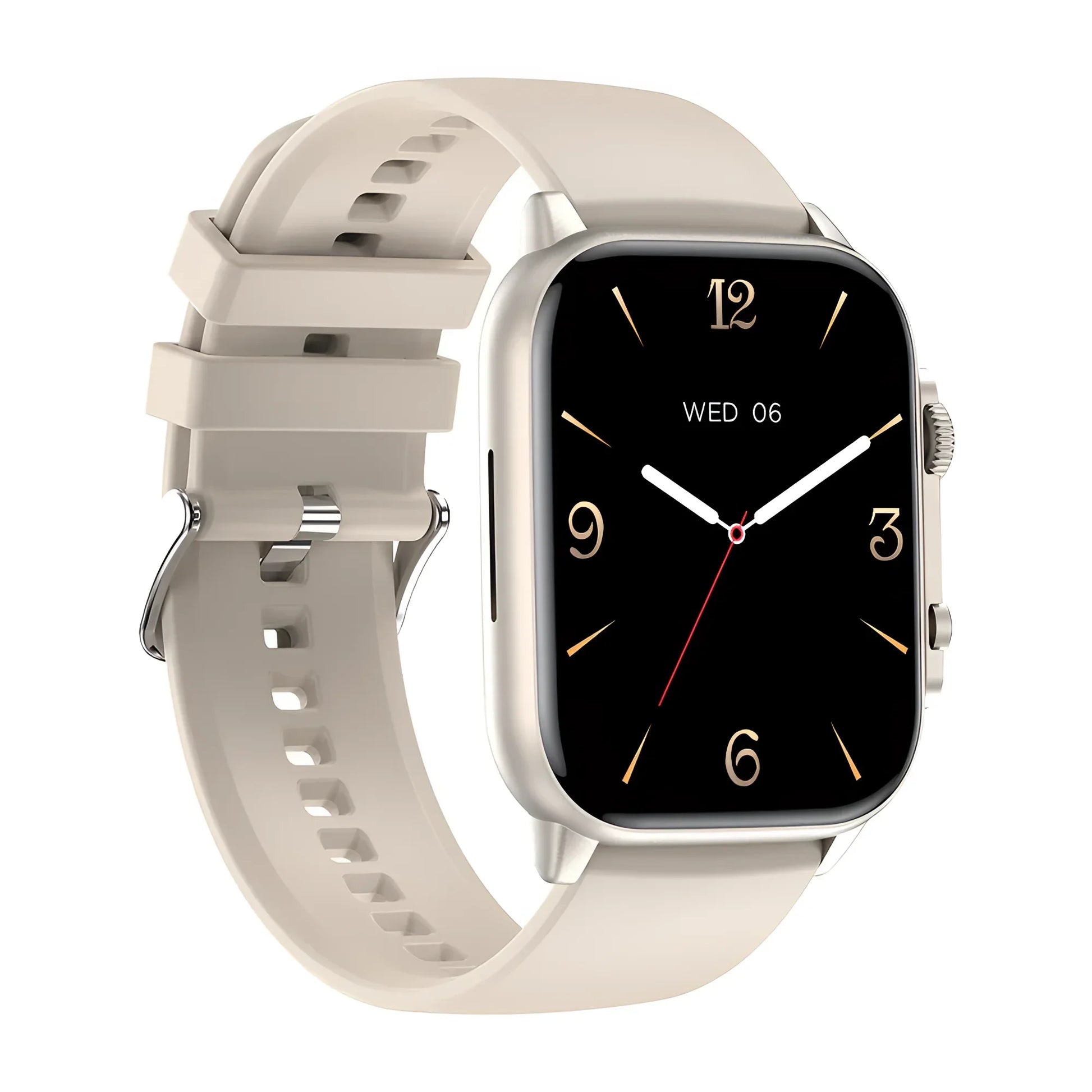 Beige Smart Watch with Rectangular Silver Case and Black Digital Display for Coros Apex 2