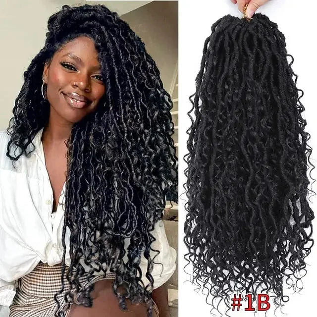 Curly black hair extension with #1b color displayed in a a a a Tes product