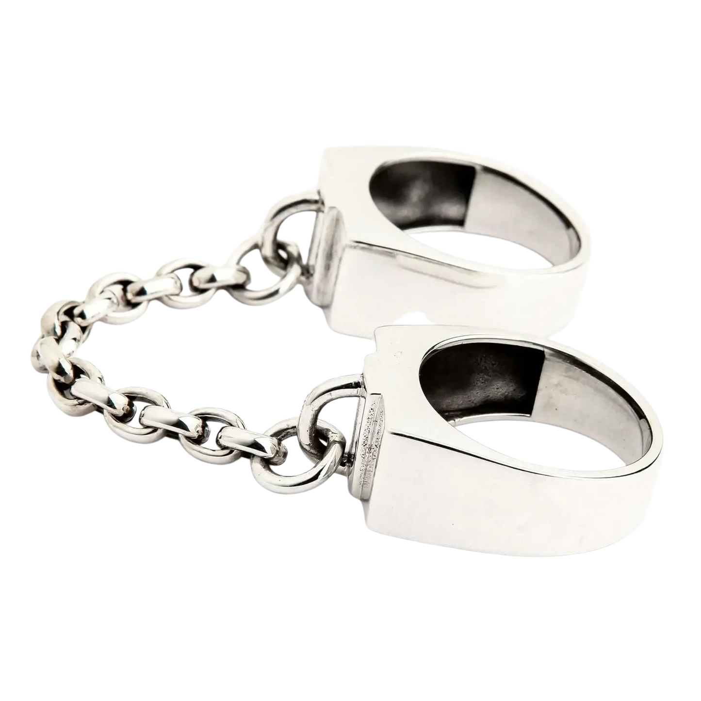 Silver handcuffs with chain link design and lock for Filename Test Sweet product