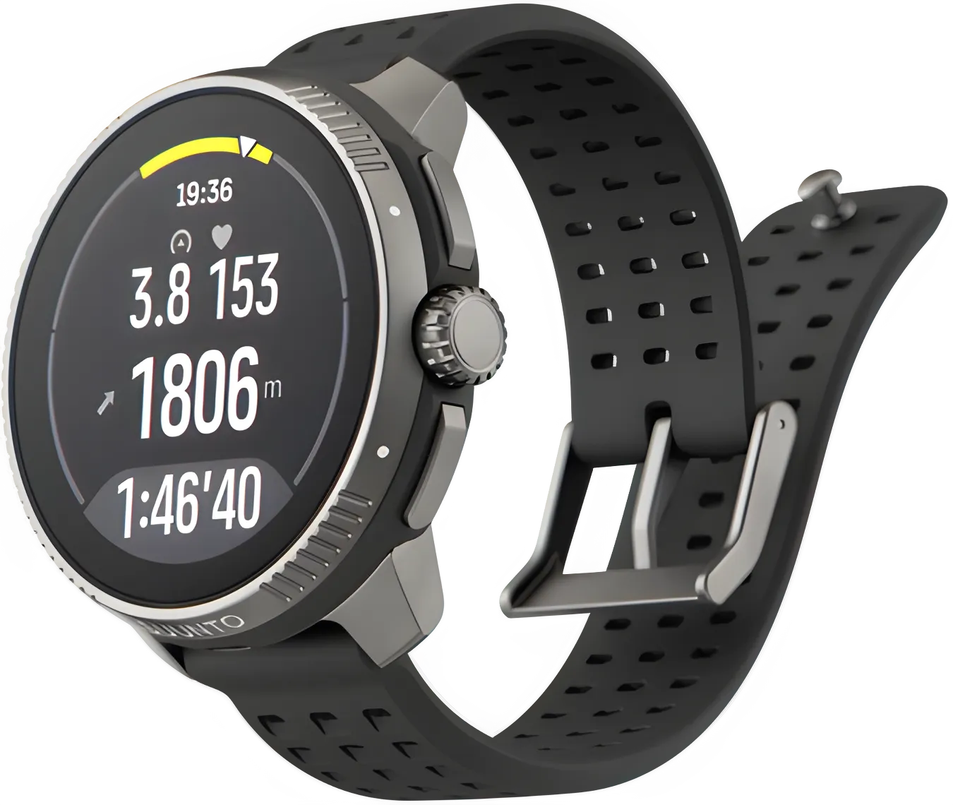 Black and gray Suunto Race smart watch for running and fitness tracking