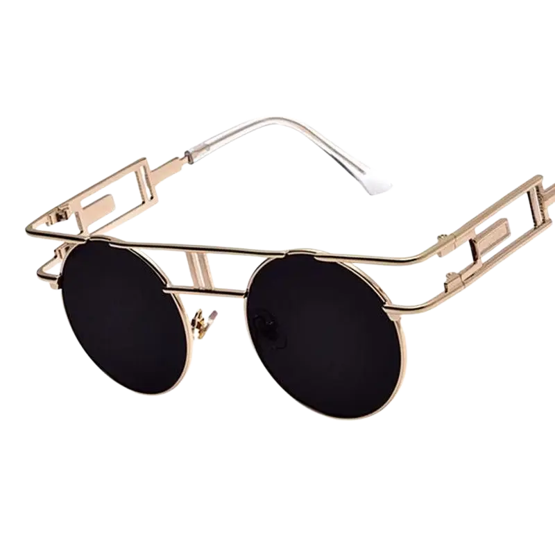 Gold aviator sunglasses with black lenses and silver accents from Cm 大きな胸-リアルラブド ck19040808 美智子