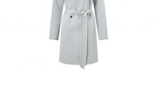 Light gray bathrobe featuring stylish black bow tie graphic and Petit Bow Tie text