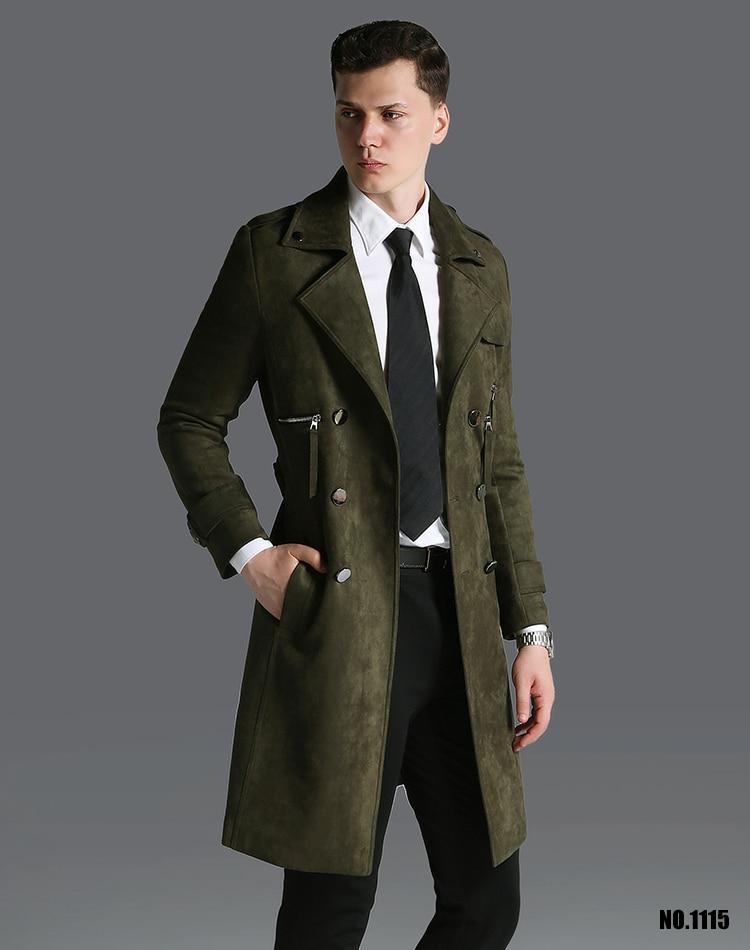 Olive green trench coat with double-breasted design and black buttons displayed in Latest Product 3 Images