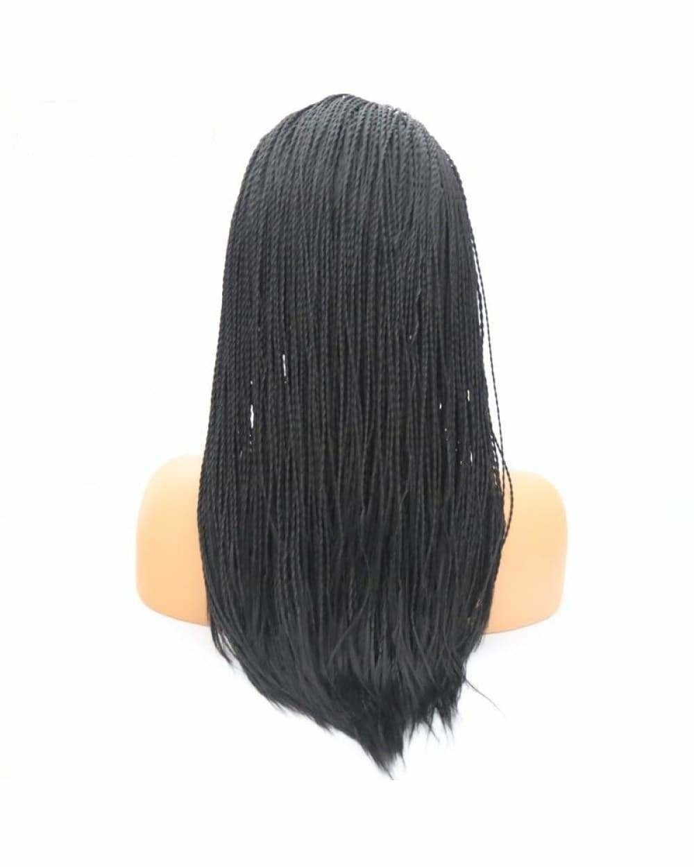 Black Micro Braids Wig on Mannequin Head for Latest Product 3 Images