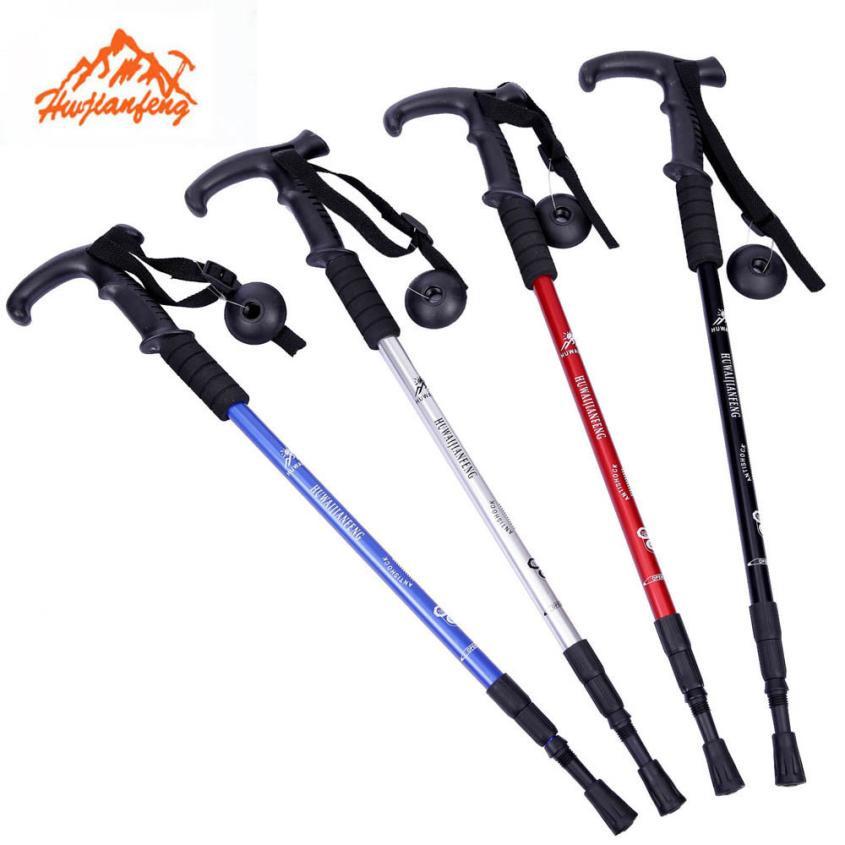 Huilianfeiz hiking poles with adjustable sections, black handles and tips for Zip Product