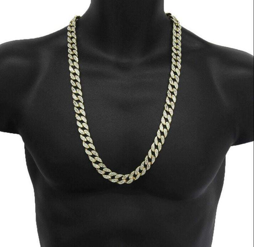 Zip Product 14k Gold Cuban Link Chain Necklace with Diamond Accents