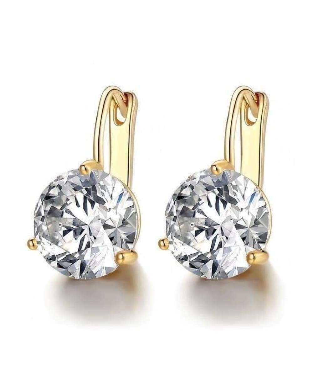 18k Gold Diamond Stud Earrings with Classic Round Cut in Swap Photos 2