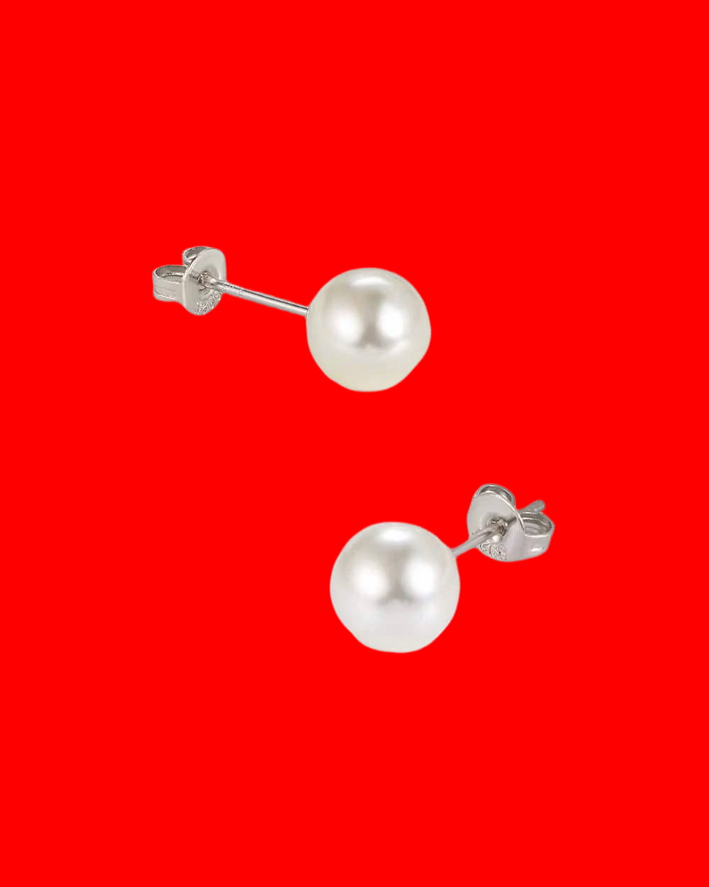 Pearl stud earrings with white pearls silver posts and backs 925 sterling silver