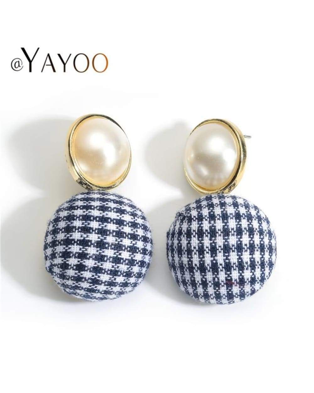 Pearl and Houndstooth Fabric Earrings with Gold Accents from Swap Photos 2