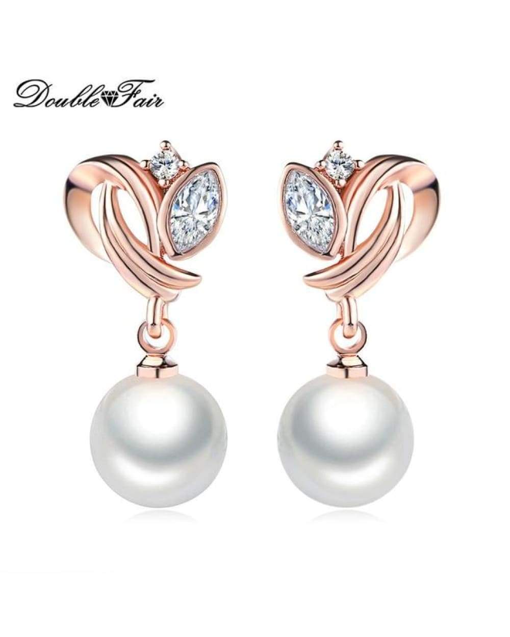 Rose gold pearl floral earrings with cubic zirconia accents from Swap Photos 3