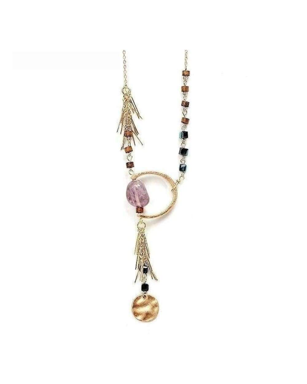 Gold and pink beaded necklace with tassels from Swap Photos 3 product display