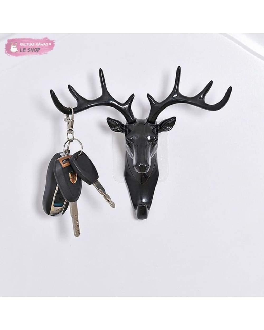 Black deer head key holder with antlers and hook for keys for Swap Photos to Test