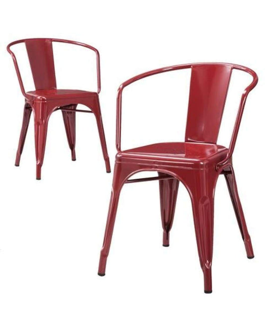 Glossy red metal Tolix-style armchairs in Testing Auto watermark product image