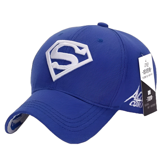 Blue baseball cap featuring white Superman logo for Theory of Thought 2nd Edition