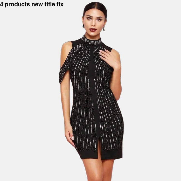 Woman In Black Dress With White And Black Pattern - 4 Products New Title Fix