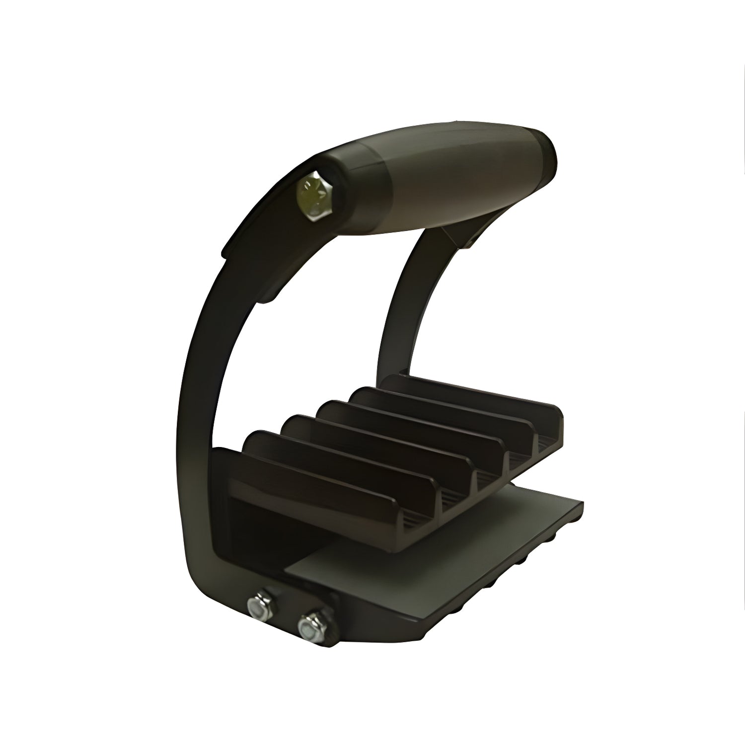 Black metal folding knife stand with curved arm and multiple blade slots in Summer 15+ collection
