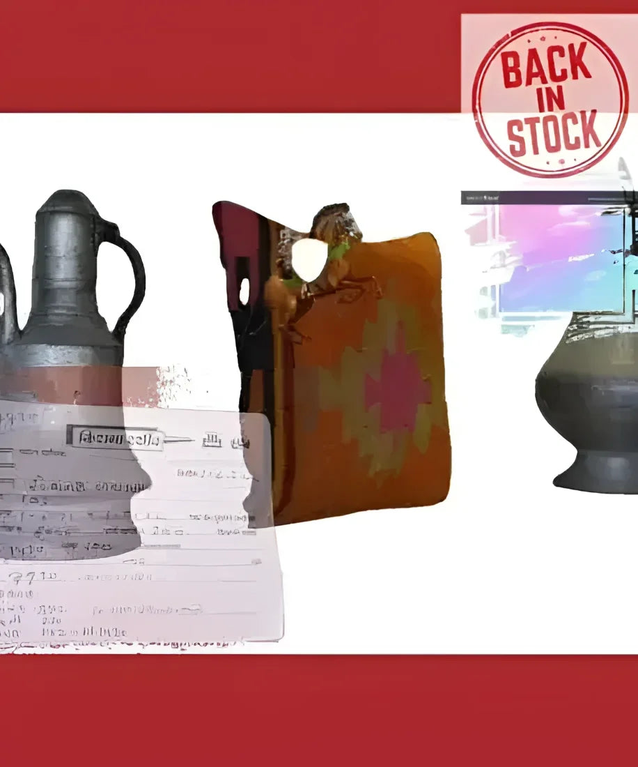 Black ceramic vase with matte finish and geometric patterns in shades of brown pink and purple