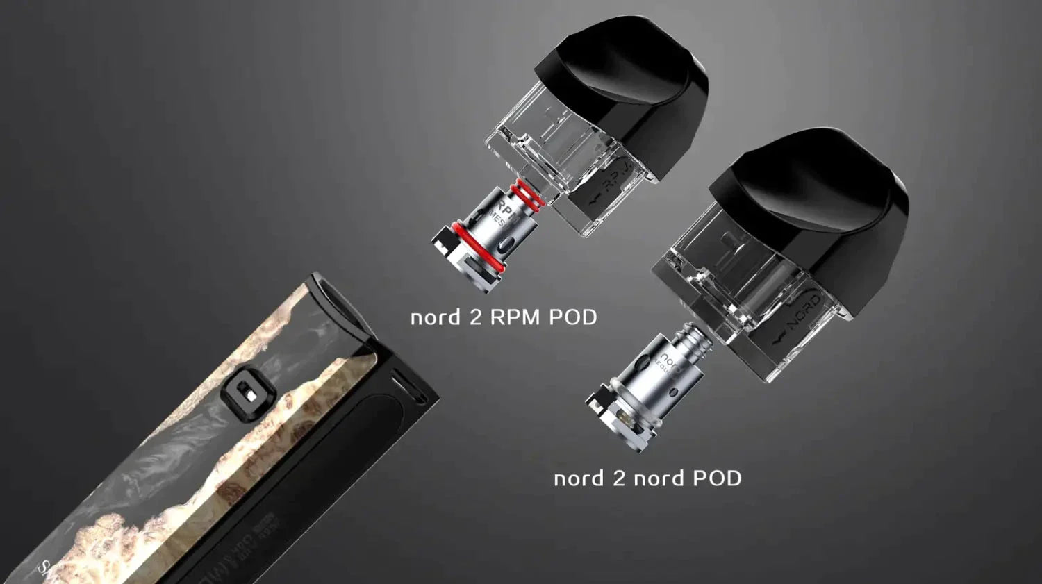 Nord 2 pod system kit with black and transparent components for SKULLS AND ROSES MEN’S HIGH TOPS
