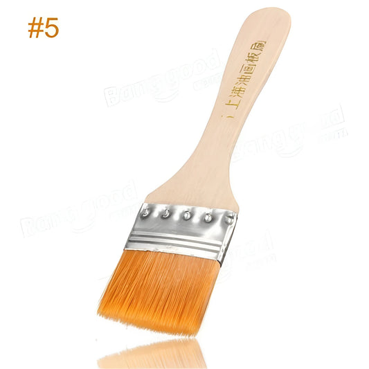 A light brown wooden-handled paintbrush with silver ferrule and orange bristles from upscale test new for smart gadgets fans