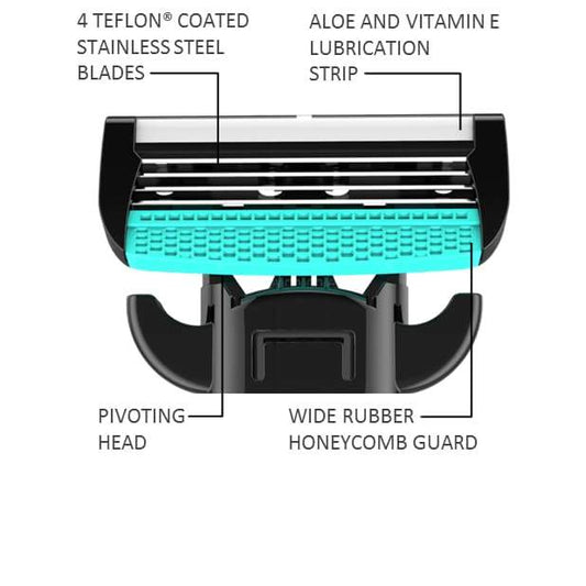 Copy of 1 A Bali stainless steel razor with Teflon coating, pivoting head, and aloe strip