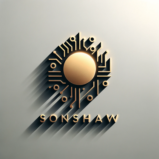 Golden circuit board logo with central circular component for New Arrival Test Product