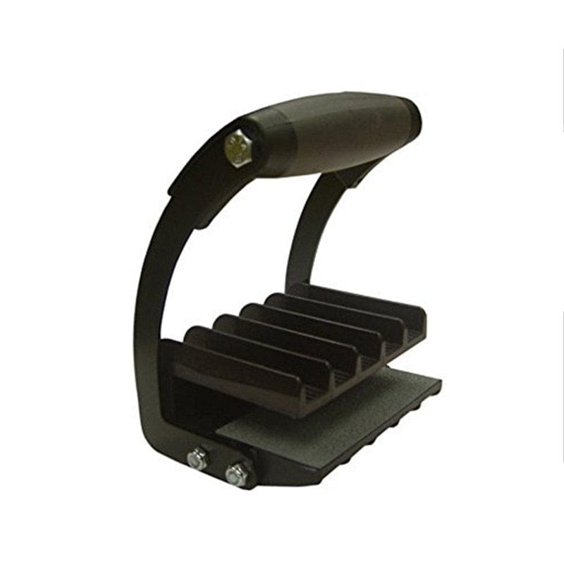 Suporte de faca de bolso em metal preto com base texturizada e braço curvo para armazenamento seguro