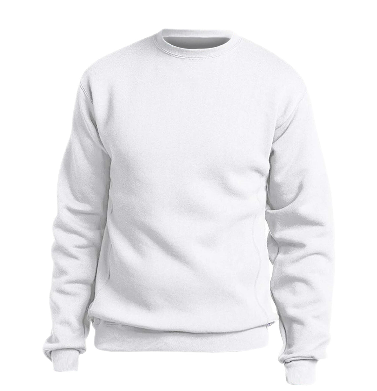 Plain white long-sleeved crew-neck sweatshirt from Latest Product 3 Images
