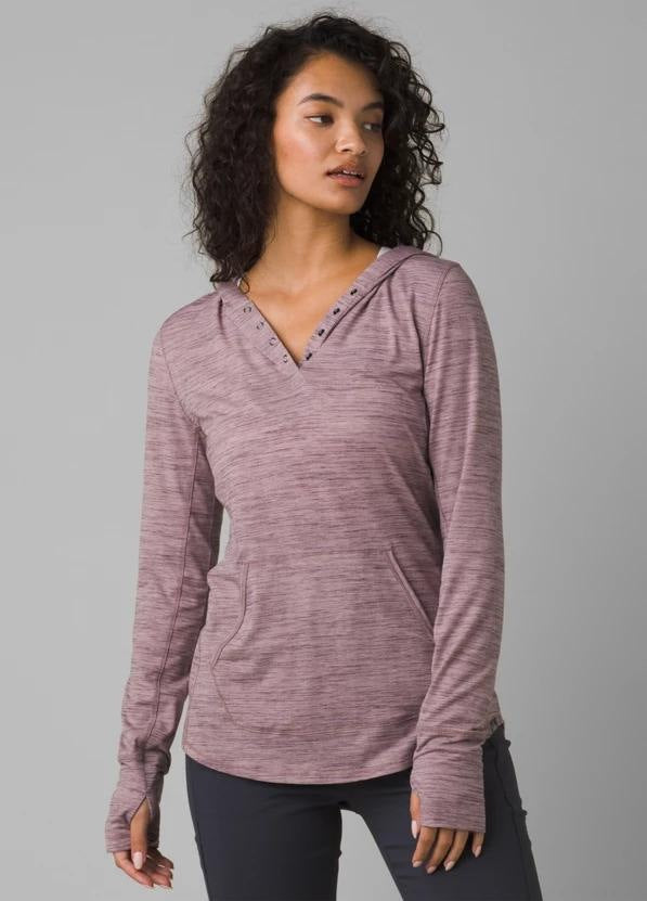 Lavender Heathered Hoodie with Hood and Drawstring by Prana for New Product Sale