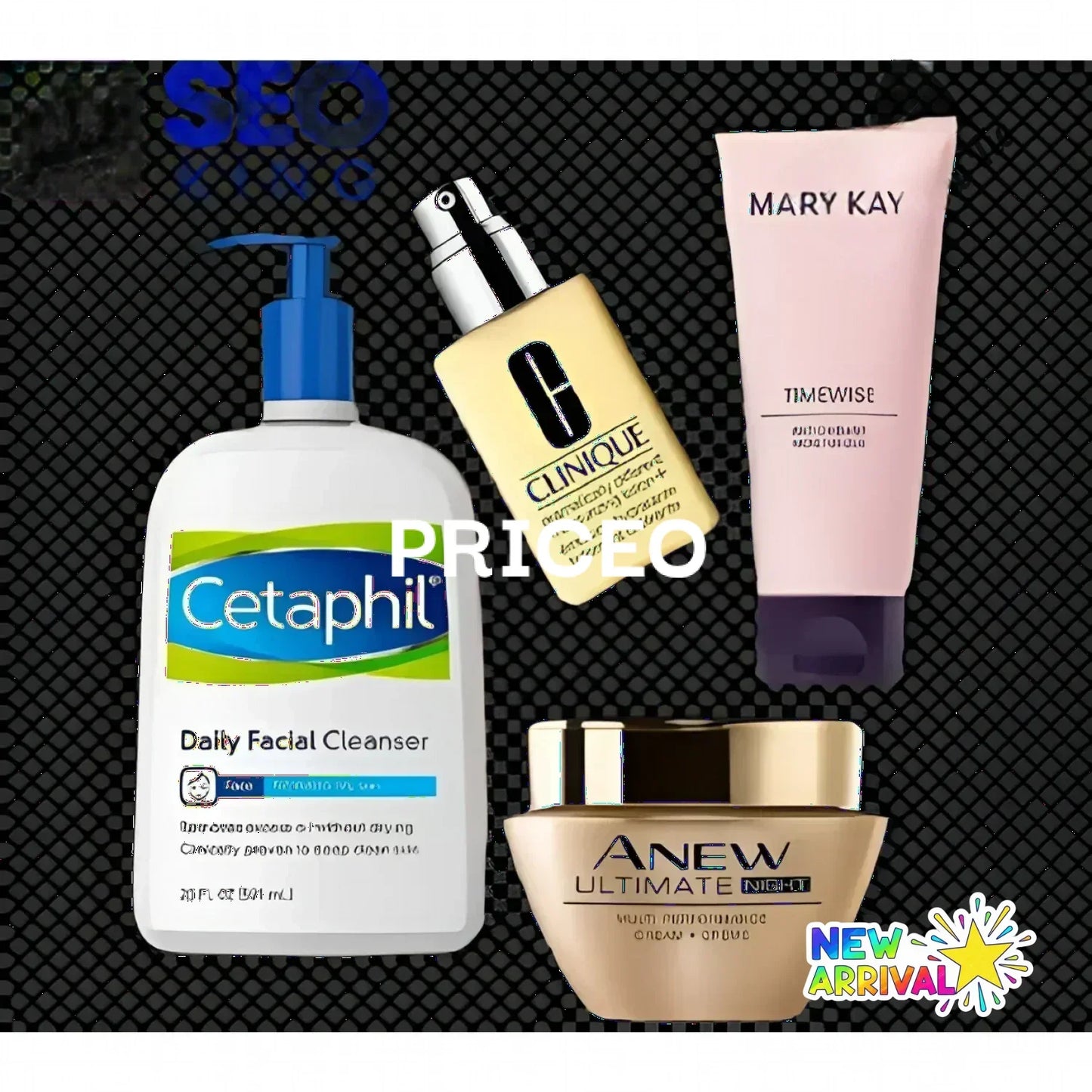 Cetaphil daily facial cleanser bottle with pump white and blue label on a background credit test2 setup