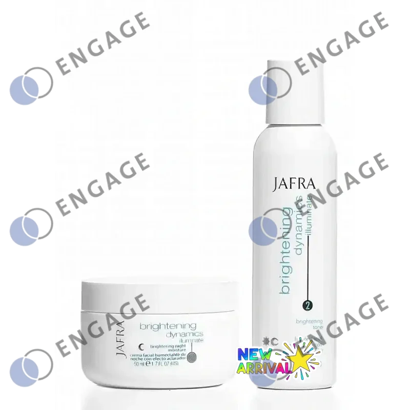 White jafra brightening dynamics balancing facial toner and night moisturizer jar for glowing skin care