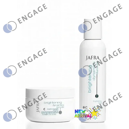 White jafra brightening dynamics balancing facial toner and night moisturizer jar for glowing skin care
