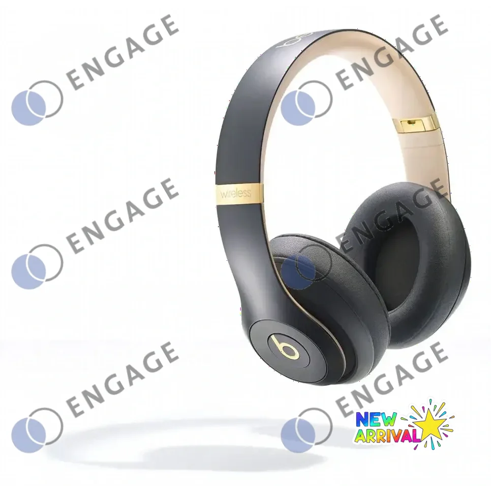 Black and gold beats studio3 wireless over-ear headphones with matte finish and plush earcups for balancing facial toner use