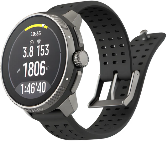 Black and gray Suunto Race smart watch for running and fitness tracking