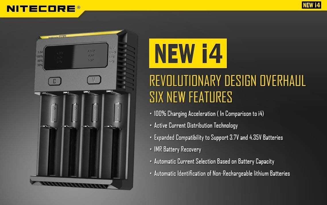 Nitecore New i4 Battery Charger with Active Current Distribution Technology and Features