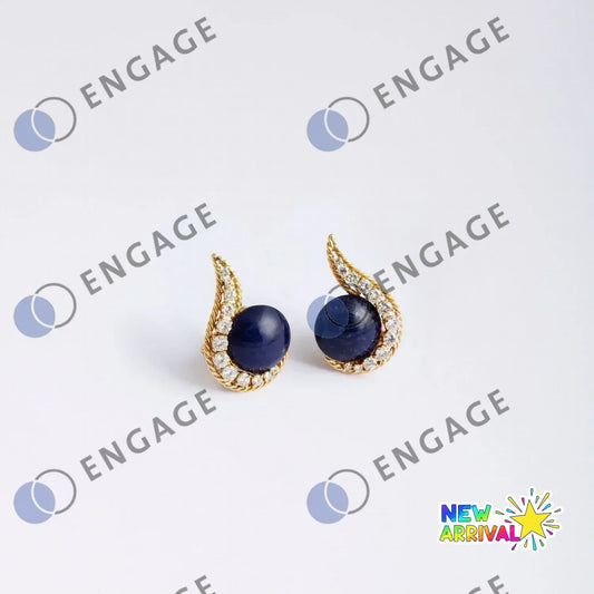 Gold and blue lapis lazuli stud earrings with diamond accents perfect for adding style to sports and fitness looks