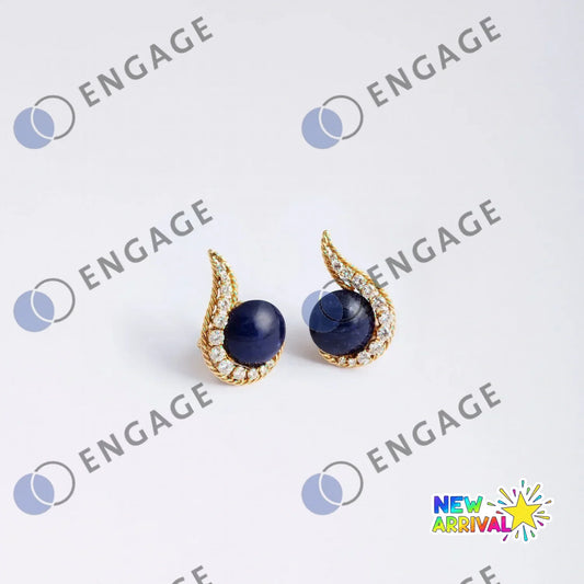 Gold and blue lapis lazuli stud earrings with diamond accents perfect for adding style to sports and fitness looks