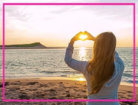 Heart-shaped hand frame against sunset in Test BG Photos product image