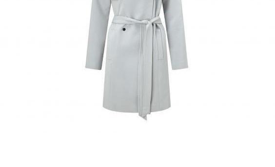 Light gray bathrobe featuring stylish black bow tie graphic and Petit Bow Tie text