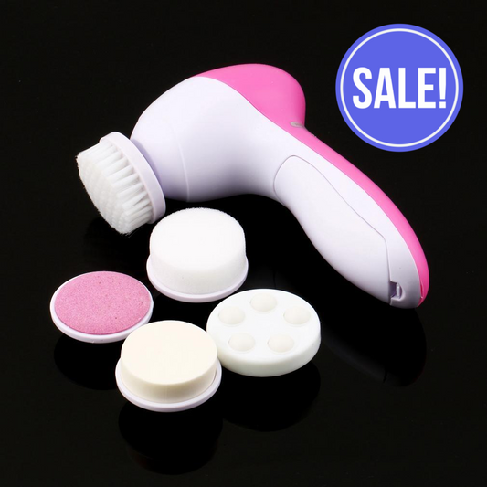 Pink and white electric facial cleansing brush with interchangeable heads from Zip Product