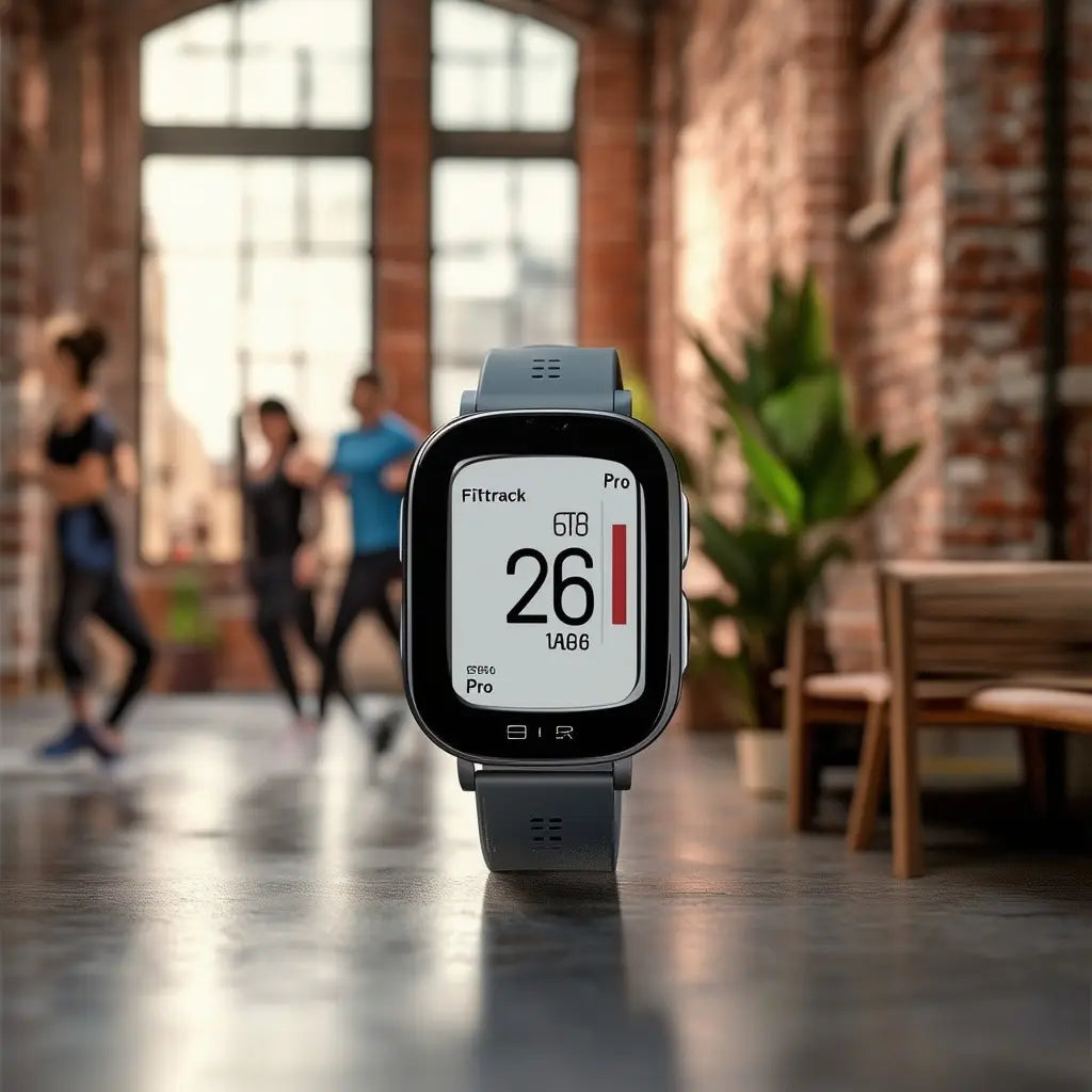 Gray Fittrack Pro fitness tracker watch showcasing advanced heart rate monitoring for hipster fitness enthusiasts