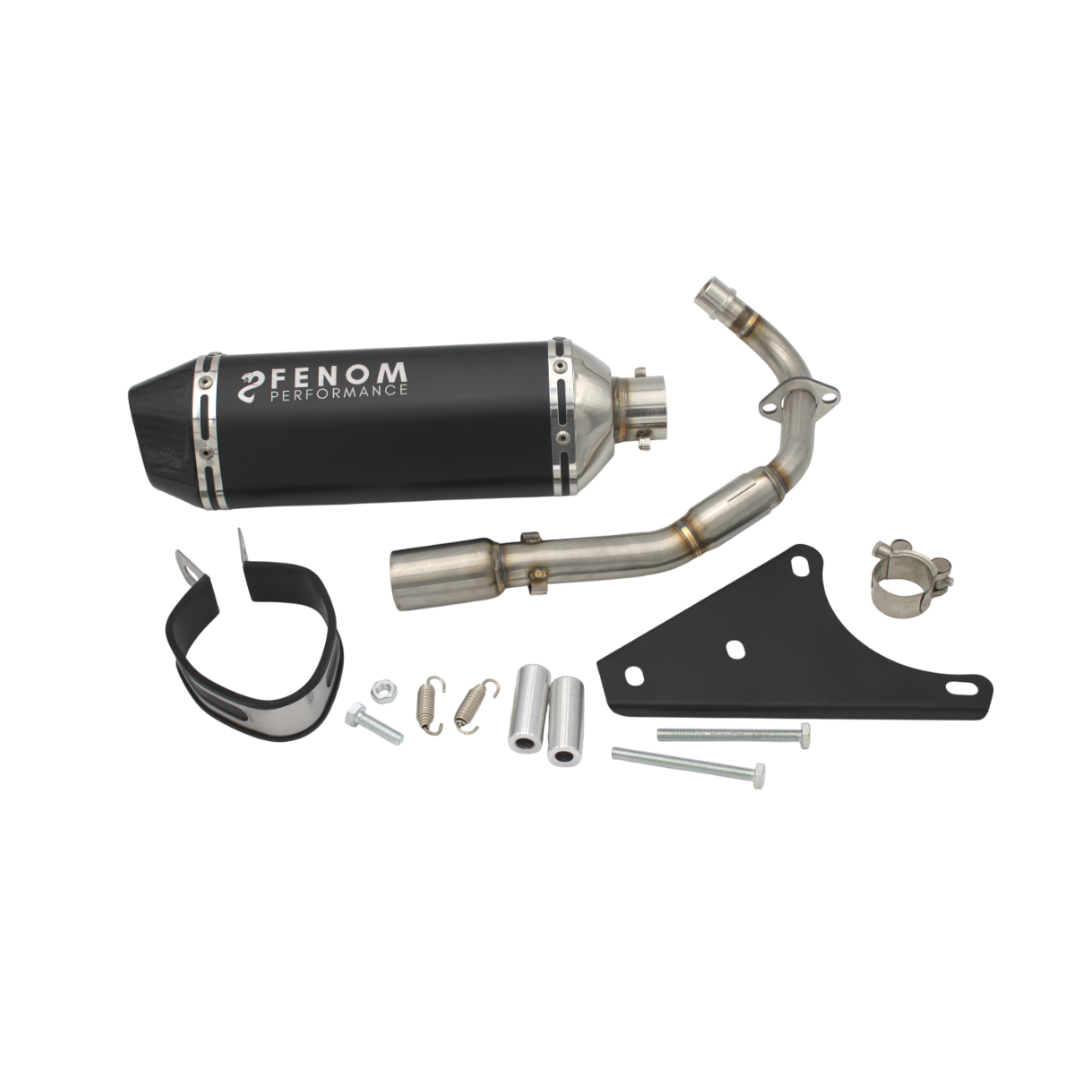 Fenom Performance black and silver exhaust system with adjustable clamp for EasyTest